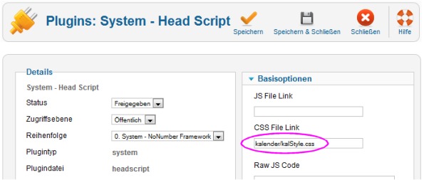 PHP-Code Kalender-Script CSS-Code